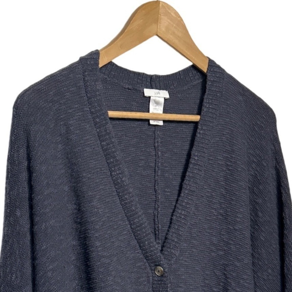 J. Jill Textured Knit Poncho Shawl Blue-Gray Women's One Size Fall Boho - Picture 2 of 10